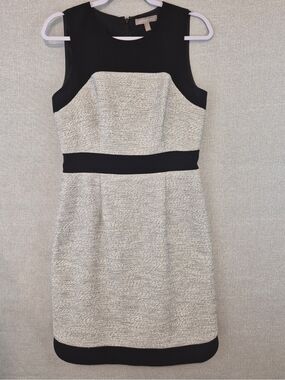 Banana Republic Black and Cream Colorblock Sheath Dress